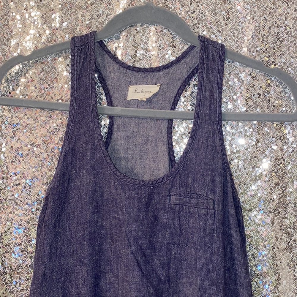 Denim Looking Drawstring Racerback Dress - Picture 2 of 6